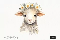 Watercolor Baby Sheep Clipart | Watercolor Animal PNG Product Image 1