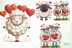 Funny Valentine Sheep Clipart Product Image 1
