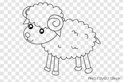 Woolly farm sheep lamb gentle mammal shape PNG animal illust Product Image 1