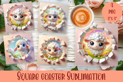 3D Baby little Sheep Coaster Sublimation |cute animal Product Image 1