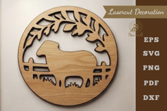 Sheep Round Lasercut Decoration SVG Product Image 1