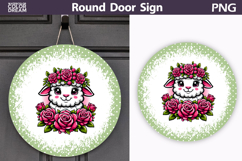 Sheep Floral Round Sign | Mothers Day Sublimation Product Image 1