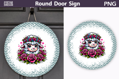 Sheep Floral Round Sign | Mothers Day Sublimation Product Image 1