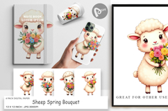Digital Paper Sheep Spring Bouquet Product Image 1