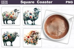 Farm Animals Square Coaster | Animals Flowers Coaster Product Image 13