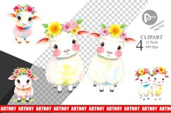 Sheep with Floral Crowns Clipart Product Image 1