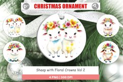 Christmas Ornaments Sheep with Floral Crowns Product Image 1