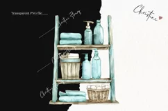 Watercolor Blue Bathroom Shelf Clipart | Coastal PNG Product Image 2