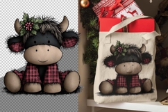Christmas Baby Highland Cow Clipart with holly berries pngs Product Image 2