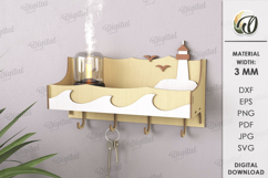Shelf with key holders Laser Cut. Home Organizer SVG Product Image 1