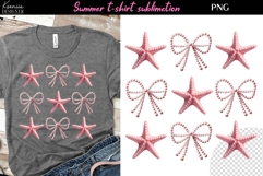 Summer Pink Starfish|Coquette Pearl Bow| T-shirt Sublimation Product Image 1