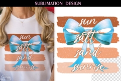 Sun Salt Sand Sunrise|Coquette Blue Bow|T-shirt Sublimation Product Image 1