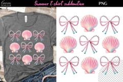 Summer Pink Clam | Coquette Pearl Bow| T-shirt Sublimation Product Image 1
