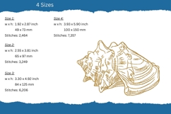 Shell sketch embroidery design - sea shell embroidery - sketch embroidery pattern - sizes and stitches information