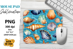 Ocean shells mouse pad sublimation. Summer mouse pad Product Image 1