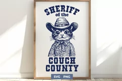 Sheriff of the Couch County SVG, Funny Cowboy Cat Western Product Image 1