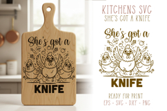 Funny Kitchen SVG, She's Got a Knife, Cutting Board SVG Product Image 1