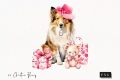 Valentine Shetland Sheep Dog PNG | Valentine's Day Clip Product Image 1