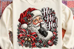 Shh Santa Ho Ho Ho Funny Vintage Christmas Santa PNG Product Image 4