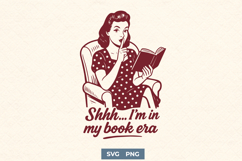 Retro Book Era SVG PNG | Vintage Reading Woman Clipart Print Product Image 1