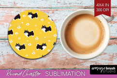 Shiba Inu Dog Round Coaster Cute Chibi Puppy Coaster PNG Product Image 1
