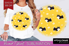 Shiba Inu Dog Round Tshirt Background Cute Chibi Puppy PNG Product Image 1