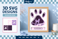 Dog Shadow Box Paw Shiba Inu 3D SVG Product Image 1