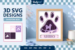 Dog Shadow Box Paw Shiba Inu 3D SVG Product Image 1