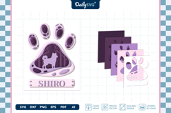 Dog Shadow Box Paw Shiba Inu 3D SVG Product Image 3