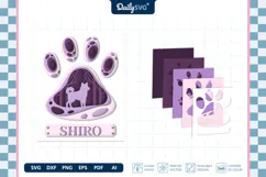 Dog Shadow Box Paw Shiba Inu 3D SVG Product Image 3