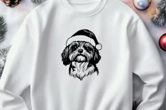 Shih Tzu Christmas Dog SVG | Santa Hat Shih Tzu Holiday DXF Product Image 2