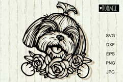 Shih Tzu with flowers svg for Cricut, Clipart peeking dogs Product Image 2