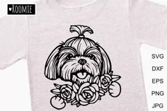 Shih Tzu with flowers svg for Cricut, Clipart peeking dogs Product Image 1