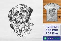 Shih Tzu SVG | Flower Dog Svg, Cute Dog Face Cut File Product Image 1