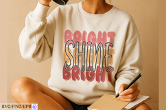 Bright shine bright t shirt design with colorful typography Product Image 4