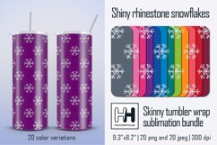 Shiny rhinestone snowflakes skinny tumbler wrap sublimation Product Image 1