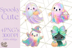 Dreamy Halloween Clipart, Spooky Cute Clip Art PNG Product Image 1