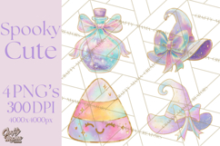 Dreamy Halloween Clipart, Spooky Cute Clip Art PNG Product Image 1