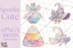 Dreamy Halloween Clipart, Spooky Cute Clip Art PNG Product Image 1