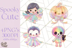 Dreamy Halloween Clipart, Spooky Cute Clip Art PNG Product Image 1