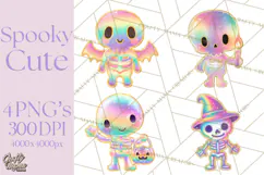 Dreamy Halloween Clipart, Spooky Cute Clip Art PNG Product Image 1