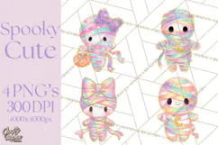 Dreamy Halloween Clipart, Spooky Cute Clip Art PNG Product Image 1