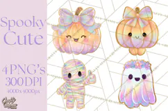 Dreamy Halloween Clipart, Spooky Cute Clip Art PNG Product Image 1