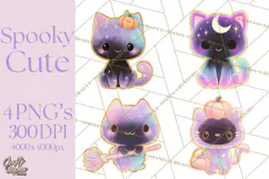 Dreamy Halloween Clipart, Spooky Cute Clip Art PNG Product Image 1