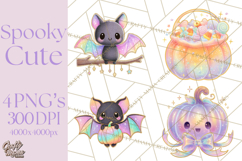 Dreamy Halloween Clipart, Spooky Cute Clip Art PNG Product Image 1