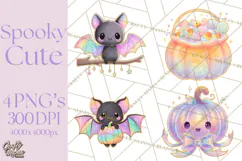 Dreamy Halloween Clipart, Spooky Cute Clip Art PNG Product Image 1