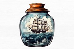 Ship in a Bottle Watercolor Sublimation Clipart Product Image 5