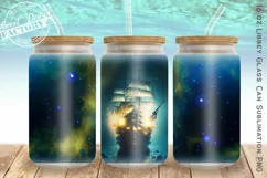 Pirate ship can glass wrap, boat libbey can glass design Product Image 1