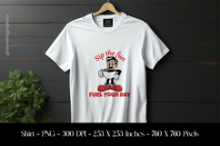 Retro Coffee Fuel Cartoon T-Shirt Sublimation Design PNG Product Image 1
