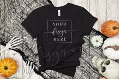 Halloween Themed Shirt Mockup Black Bella Canvas 3001 Fall Product Image 1